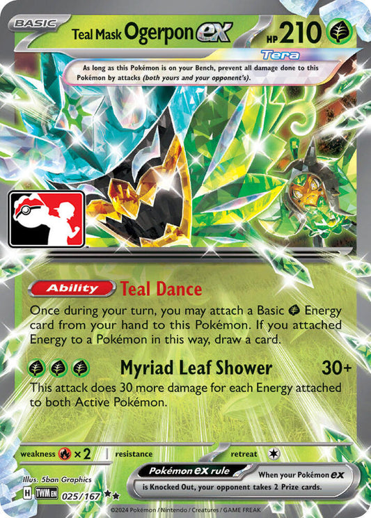 Teal Mask Ogerpon ex - 025/167 (Prize Pack Series 6) [Prize Pack Series Cards]