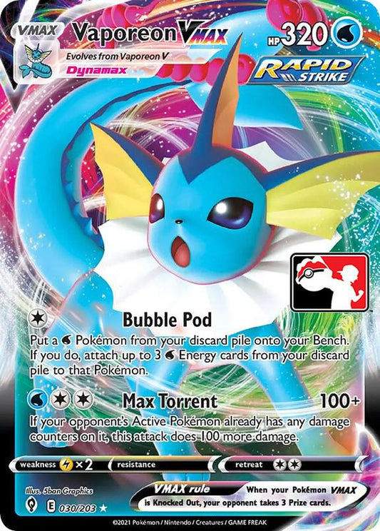 Vaporeon VMAX - 030/203 [Prize Pack Series Cards]
