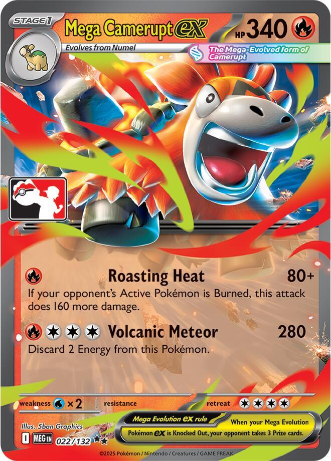 Mega Camerupt ex - 022/132 [Prize Pack Series Cards]