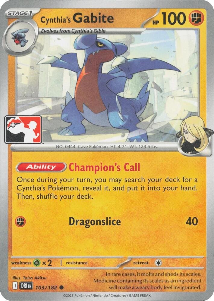 Cynthia's Gabite - 103/182 [Prize Pack Series Cards]