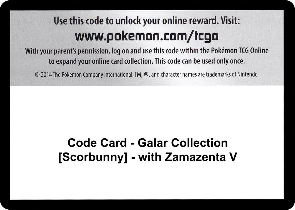 Code Card - Galar Collection [Scorbunny] - with Zamazenta V [Miscellaneous Cards and Products]