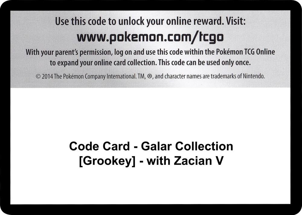 Code Card - Galar Collection [Grookey] - with Zacian V [Miscellaneous Cards and Products]