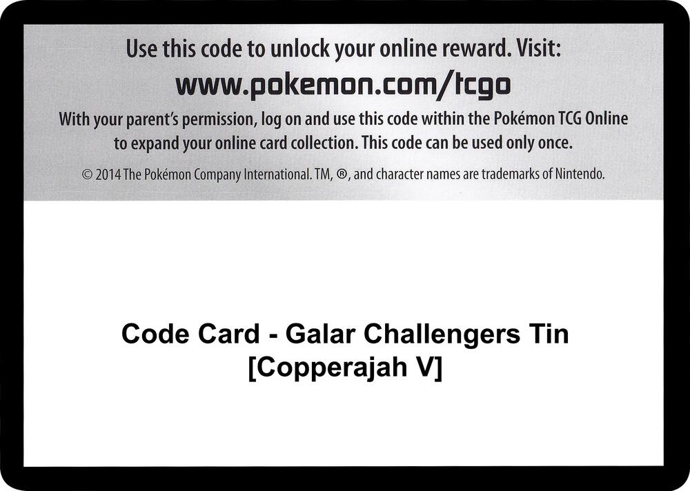Code Card - Galar Challengers Tin [Copperajah V] [Miscellaneous Cards and Products]