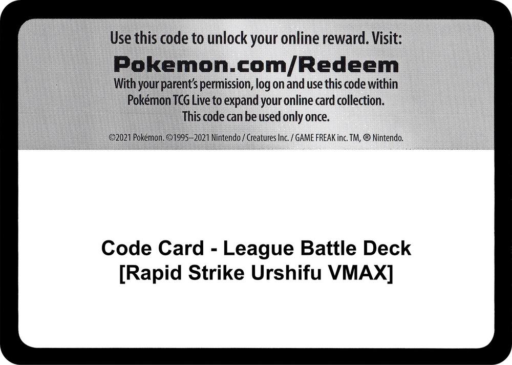 Code Card - League Battle Deck [Rapid Strike Urshifu VMAX] [Miscellaneous Cards and Products]