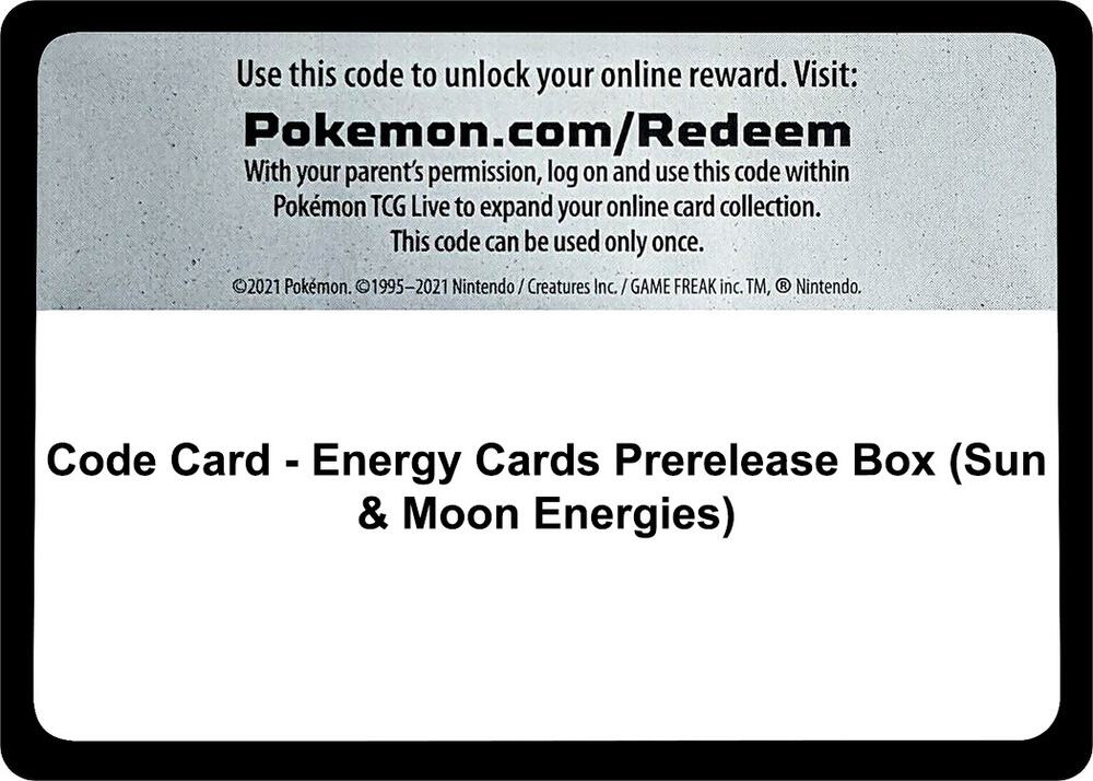 Code Card - Energy Cards Prerelease Box (Sun & Moon Energies) [Miscellaneous Cards and Products]