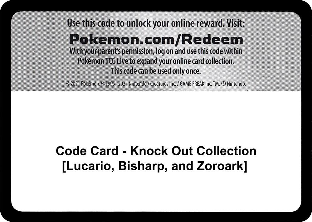 Code Card - Knock Out Collection [Lucario, Bisharp, and Zoroark] [Miscellaneous Cards and Products]