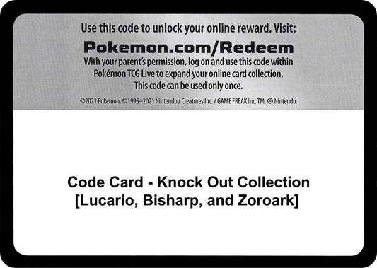 Code Card - Knock Out Collection [Lucario, Bisharp, and Zoroark] [Miscellaneous Cards and Products]
