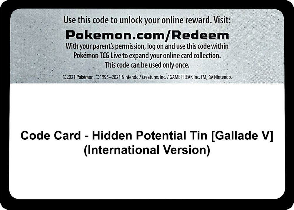 Code Card - Hidden Potential Tin [Gallade V] (International Version) [Miscellaneous Cards and Products]
