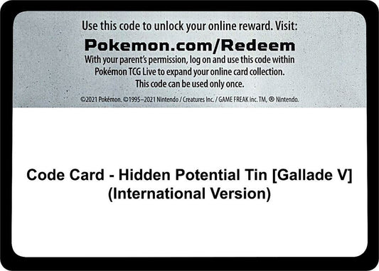 Code Card - Hidden Potential Tin [Gallade V] (International Version) [Miscellaneous Cards and Products]