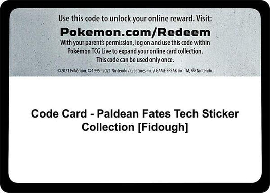 Code Card - Paldean Fates Tech Sticker Collection [Fidough] [SV Paldean Fates]