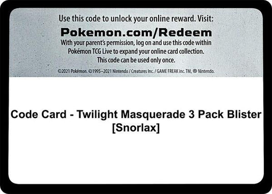 Code Card - Twilight Masquerade 3 Pack Blister [Snorlax] [SV06 Twilight Masquerade]
