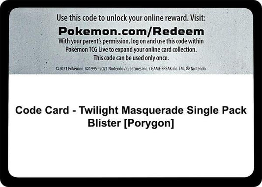 Code Card - Twilight Masquerade Single Pack Blister [Porygon] [SV06 Twilight Masquerade]