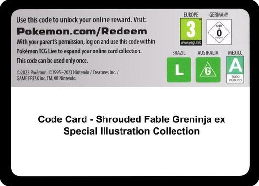 Code Card - Shrouded Fable Greninja ex Special Illustration Collection [SV Shrouded Fable]