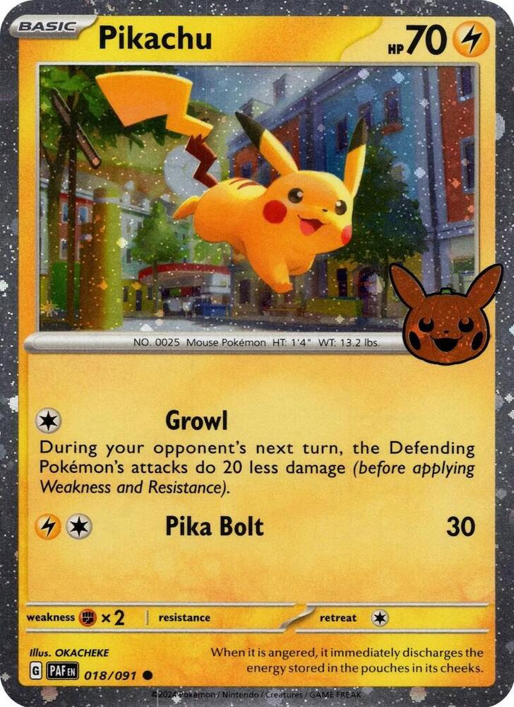Pikachu - 018/091 (Cosmos Holo) [Trick or Trade BOOster Bundle 2024]