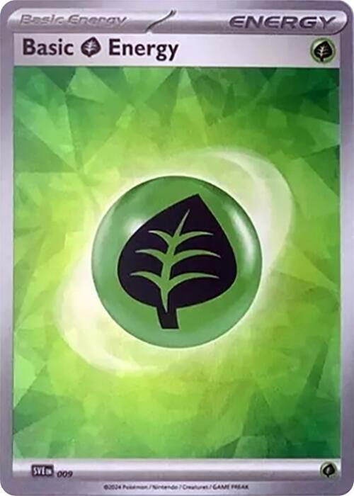 Basic Grass Energy (Cracked Ice Holo) (009) [SVE: Scarlet & Violet Energies]