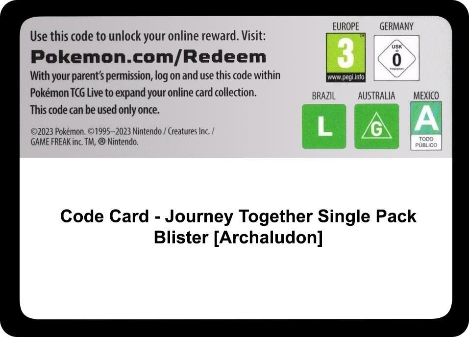 Code Card - Journey Together Single Pack Blister [Archaludon] [SV09 Journey Together]