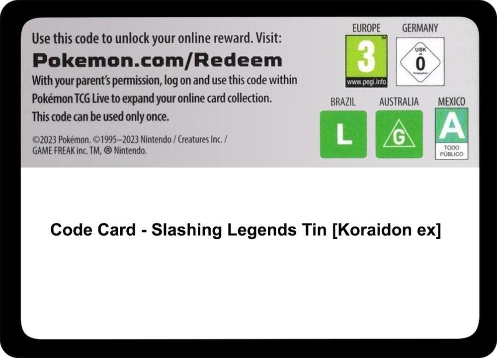 Code Card - Slashing Legends Tin [Koraidon ex] [Miscellaneous Cards and Products]