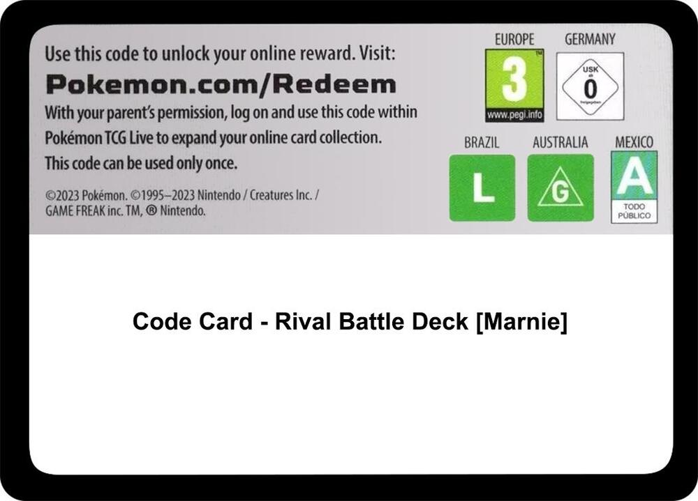 Code Card - Rival Battle Deck [Marnie] [Miscellaneous Cards and Products]