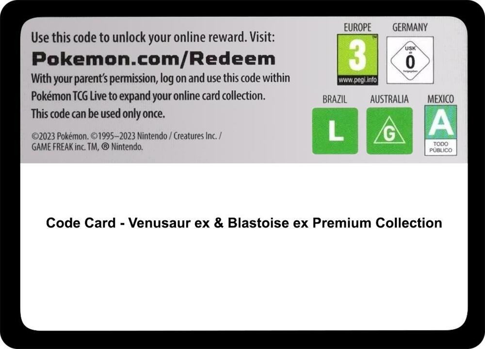 Code Card - Venusaur ex & Blastoise ex Premium Collection [Miscellaneous Cards and Products]