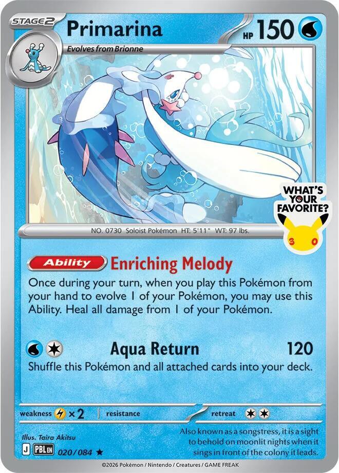 Primarina - 020/084 (What's Your Favorite Stamp) [Miscellaneous Cards and Products]