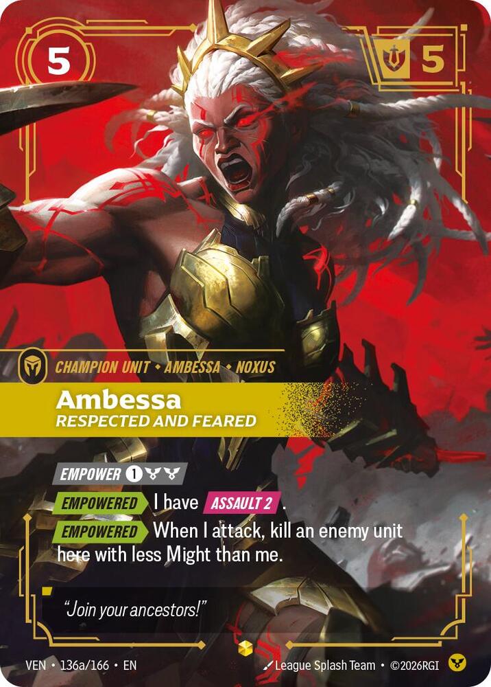 Ambessa, Respected and Feared (Alternate Art) (136a/166) [Vendetta]