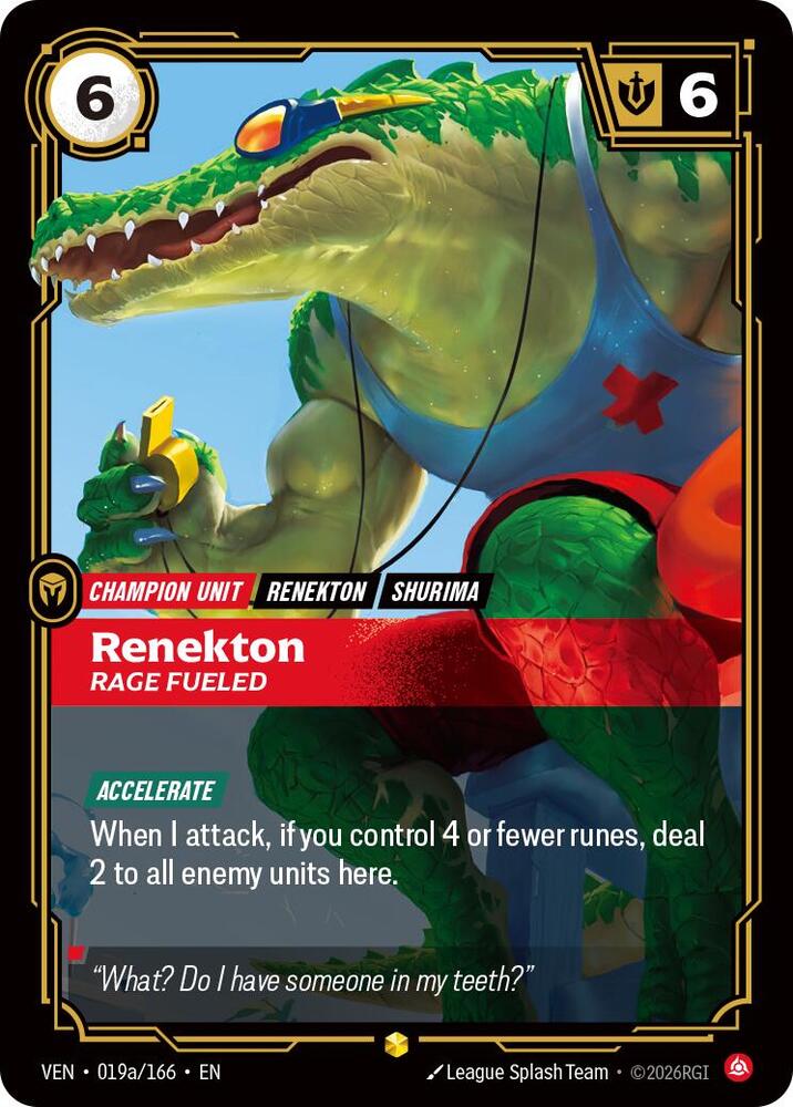 Renekton, Rage Fueled (Alternate Art) (019a/166) [Vendetta]