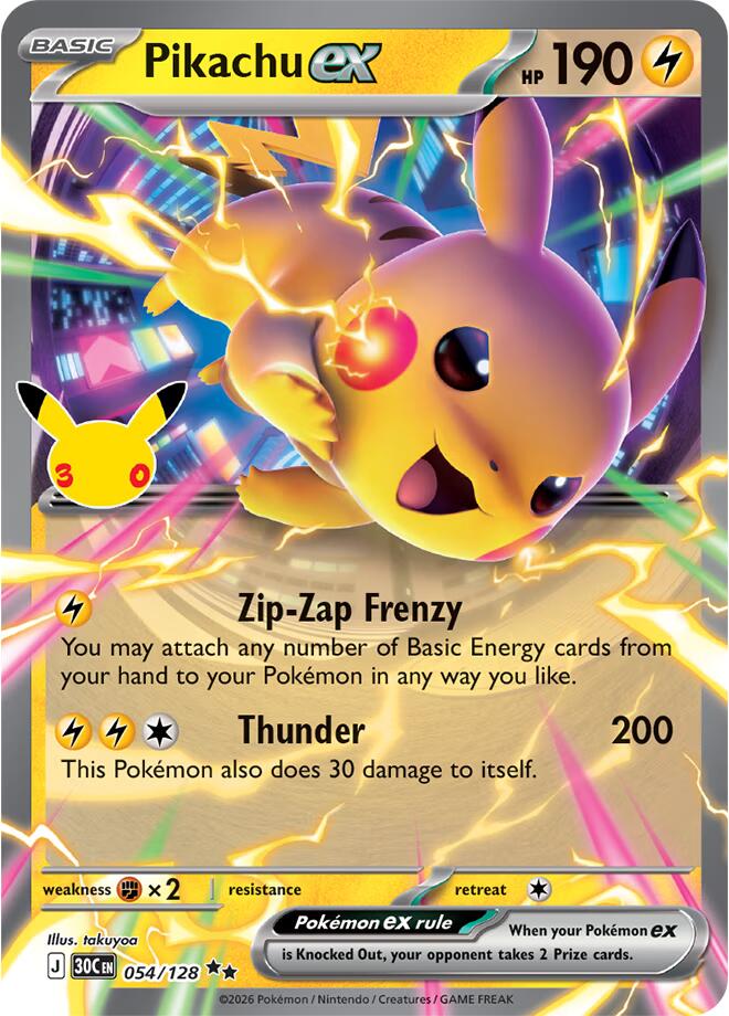 Pikachu ex - 054/128 [ME: 30th Celebration]