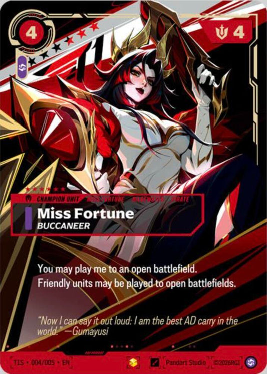 Miss Fortune, Buccaneer (T1 Worlds Champion Signature Edition Bundle) (T1S 004/005) [Riftbound Promotional Cards]
